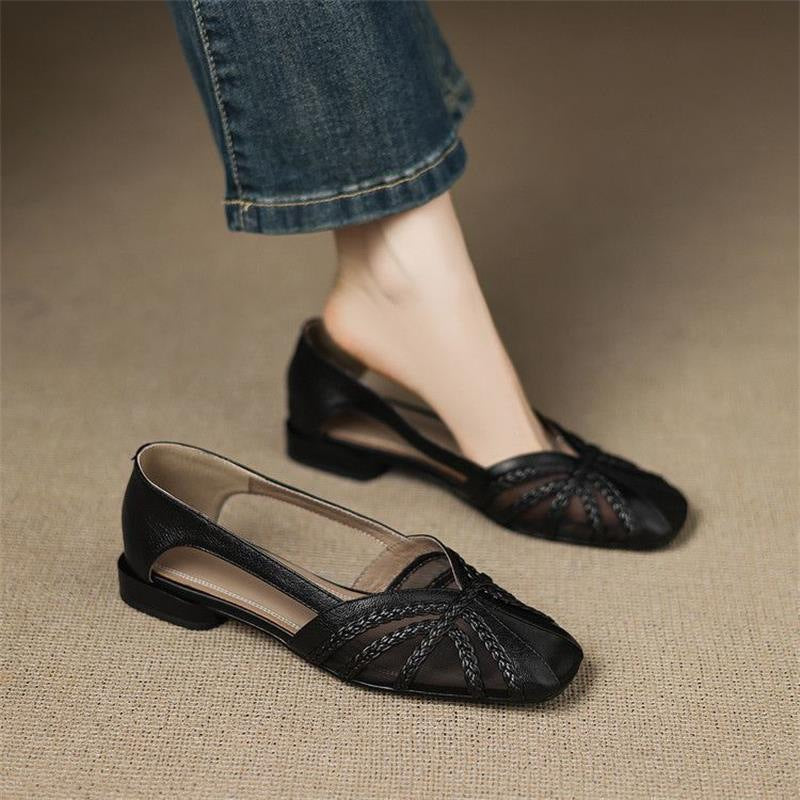 OrthoCare Pointed Toe Woven Slingback Flat Sandals