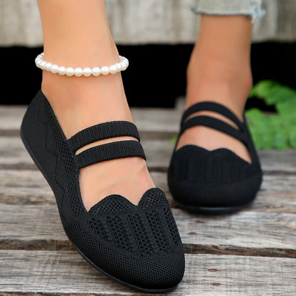 OrthoCare Women’s Knit Mary Jane Flats – Breathable Lightweight Comfort Shoes