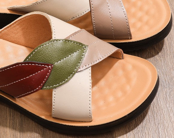 Savella | Women’s Orthopedic Leaf Patchwork Comfort Slide Sandals