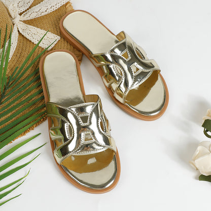 Fenella | Women’s Orthopedic Metallic Flat Slide Sandals
