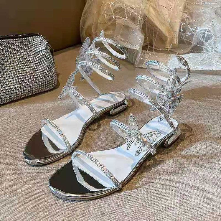 Vespera | Women’s Orthopedic Rhinestone Lace-Up Heeled Sandals