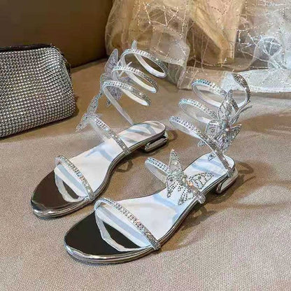 Vespera | Women’s Orthopedic Rhinestone Lace-Up Heeled Sandals