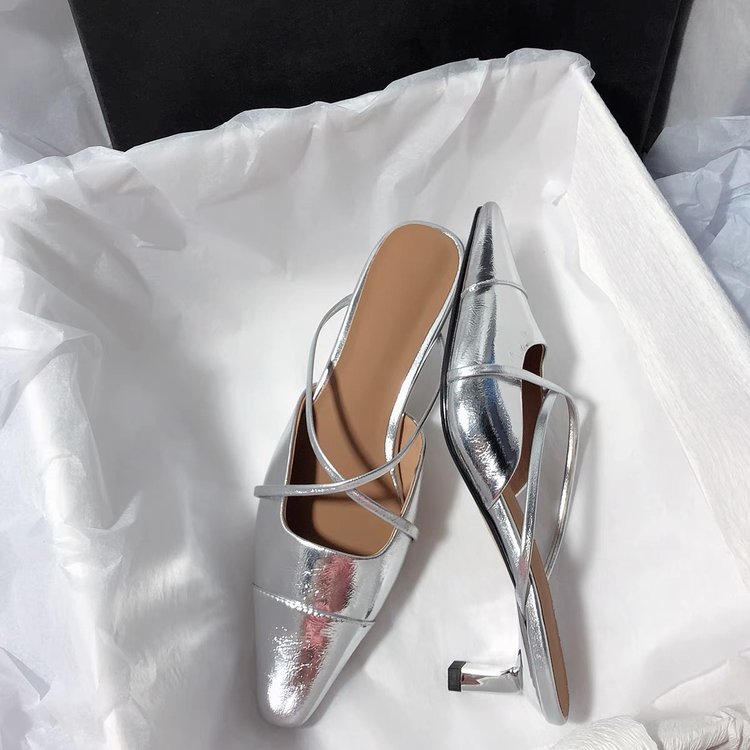 OrthoCare Metallic Pointed Toe Slingback Flat Sandals