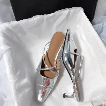 OrthoCare Metallic Pointed Toe Slingback Flat Sandals