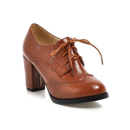 OrthoCare Vintage Lace-Up Block Heel Oxford Pumps