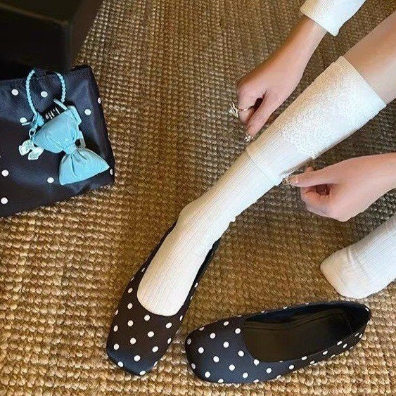 OrthoCare | Polka Dot Faux Fur Trim Loafers