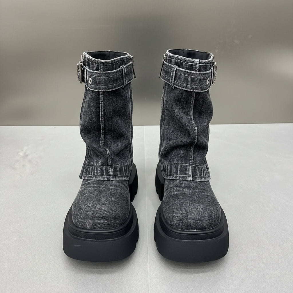 Lara | Orthopedic Denim Combat Boots