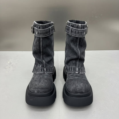 Lara | Orthopedic Denim Combat Boots