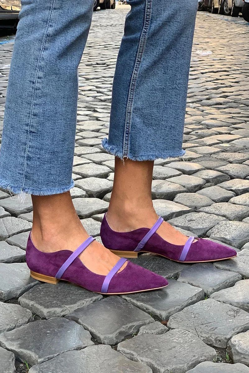 OrthoCare Suede Shoes With Low Heels And Two Thin Bands