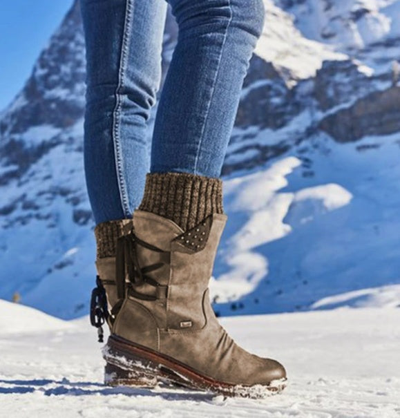 Marilyn | Suede Knit-Cuff Orthopedic Winter Boots