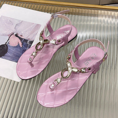 Violetta | Women’s Orthopedic Rhinestone Toe Ring Flat Sandals