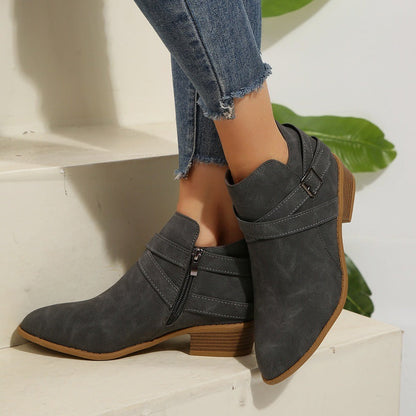 OrthoCare Ankle Boots - Chunky Heel Leather Comfort