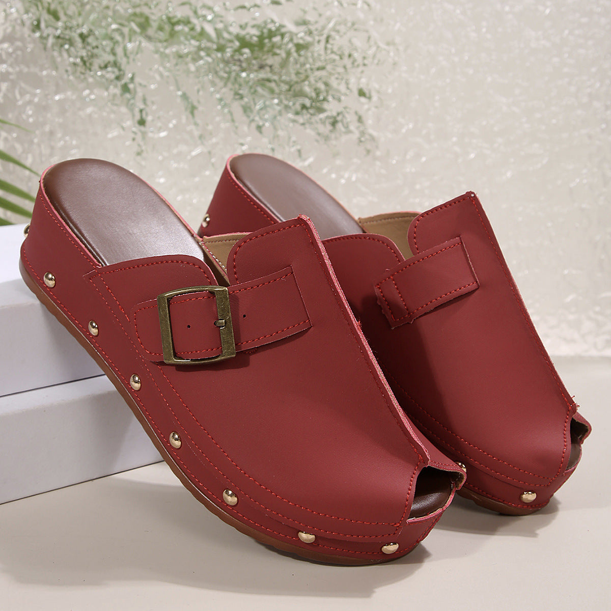 Romilly | Women’s Orthopedic Buckle Platform Clog Mules