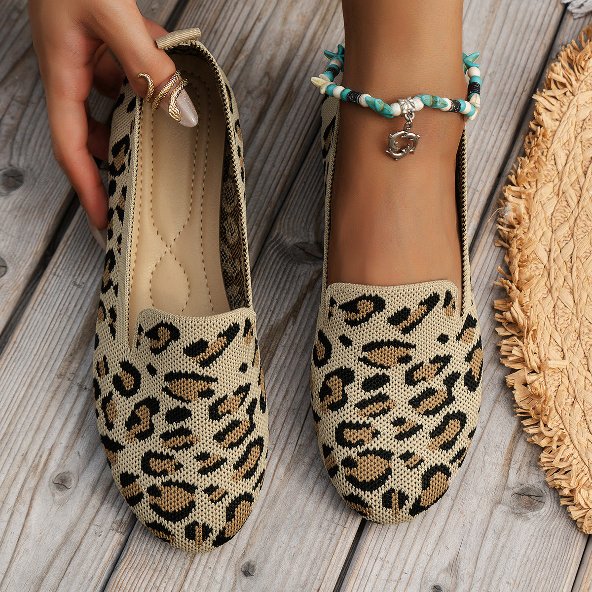 Orthopedic Knit Slip-On Flats – Lightweight Breathable Comfort Everyday Shoes