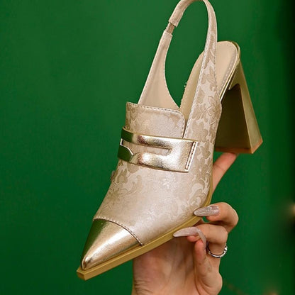 Lunessa | Women’s Orthopedic Metallic Toe Slingback Heels