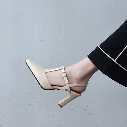 Arwen | Women’s Orthopedic Pointed Toe T-Strap Slingback Pumps