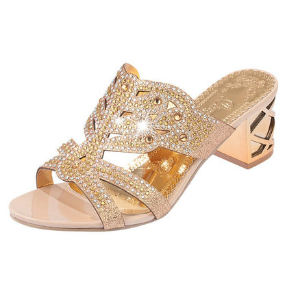 Winora | Women’s Orthopedic Rhinestone Cutout Block Heel Sandals