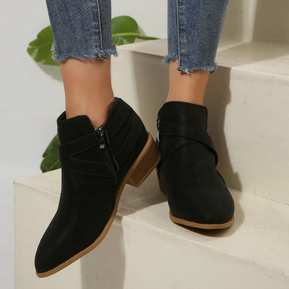 OrthoCare Ankle Boots - Chunky Heel Leather Comfort