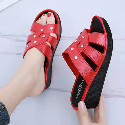 Serenella | Women’s Orthopedic Studded Cross Strap Comfort Slide Sandals