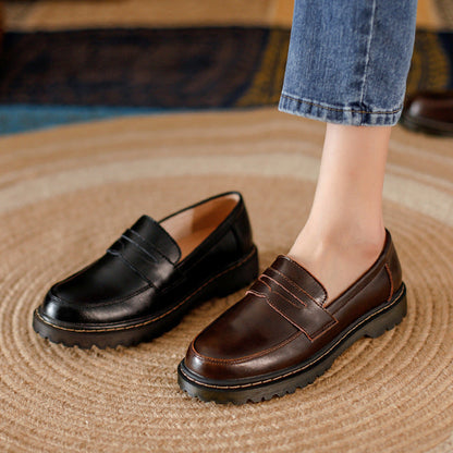 OrthoCare Leather Loafers - Round Toe Low Heel