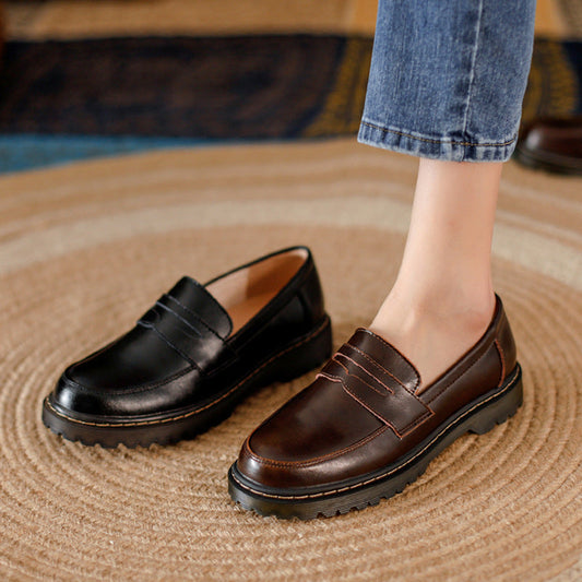 OrthoCare Leather Loafers - Round Toe Low Heel