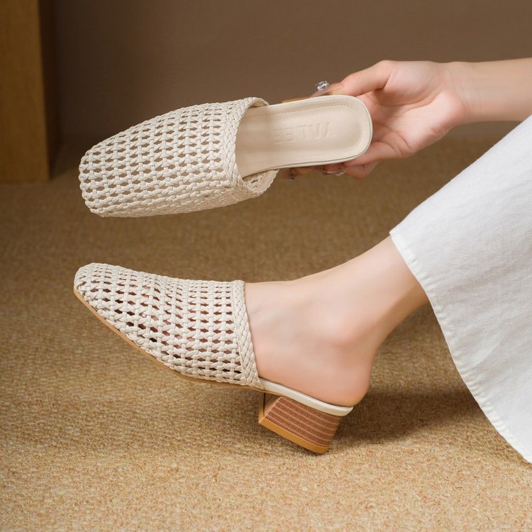 Pearline | Women’s Orthopedic Woven Pointed Toe Mule Heels