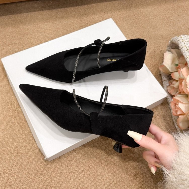 OrthoCare | Pointed Toe Strap Block Heel Pumps
