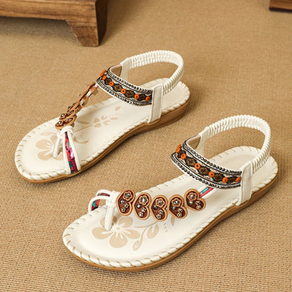 Hyacinthe | Women’s Orthopedic Boho Beaded Toe Ring Sandals