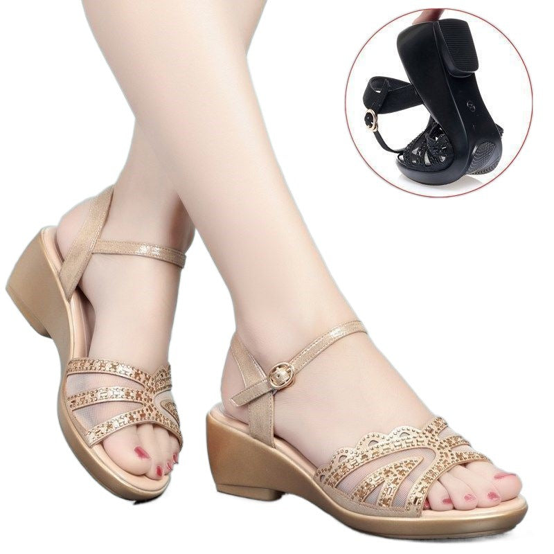 Rosavelle | Women’s Orthopedic Rhinestone Strappy Low Block Heel Sandals