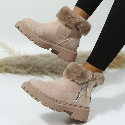 Sabrina | Orthopedic Fur-Collar Suede Side-Zip Chunky Winter Boots