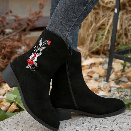 OrthoCare Mid-Calf Boots - Embroidered Comfort
