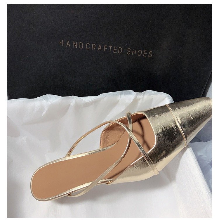 OrthoCare Metallic Pointed Toe Slingback Flat Sandals