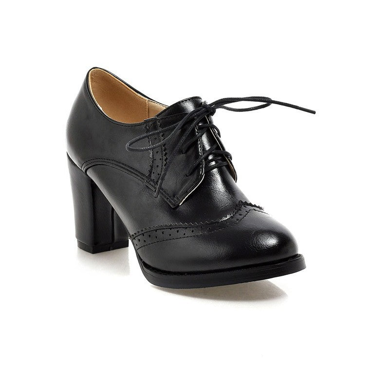 OrthoCare Vintage Lace-Up Block Heel Oxford Pumps