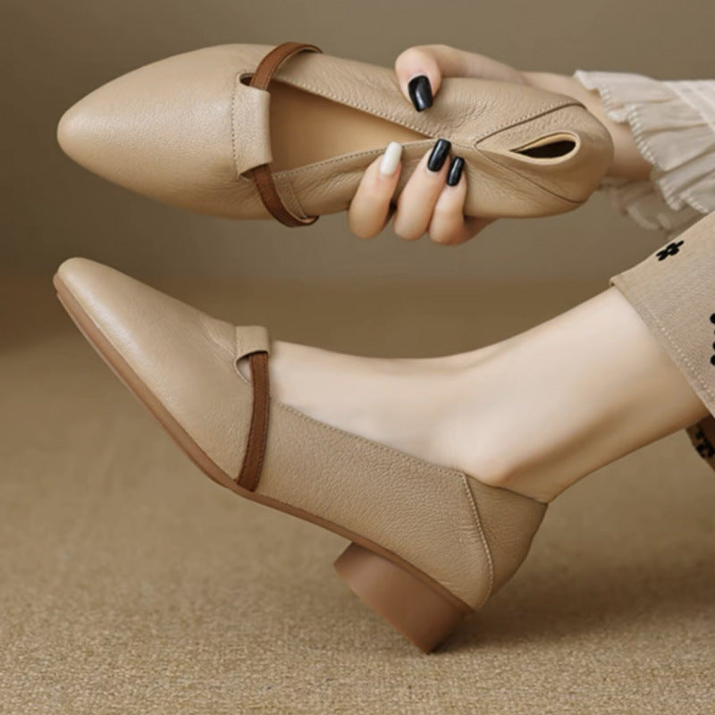 OrthoCare Elegant Leather Strap Flats – Minimalist Comfort Everyday Shoes