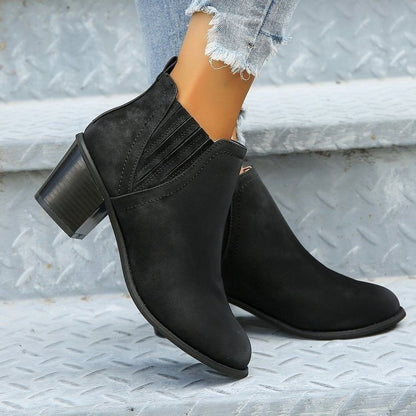 OrthoCare Ankle Boots - Thick Heel Slip-On Comfort