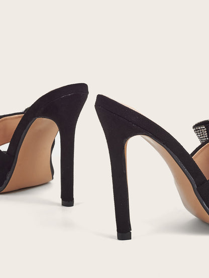 Amaryllis | Women’s Orthopedic Rhinestone Bow Stiletto Mule Sandals