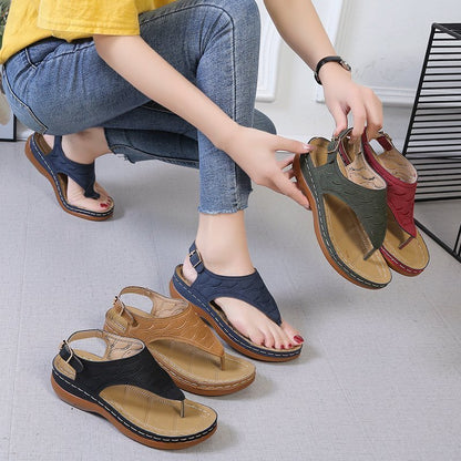 Samantha | Orthopedic Casual Sandals Women's Wedge Solid Color Flip Flop Sandals