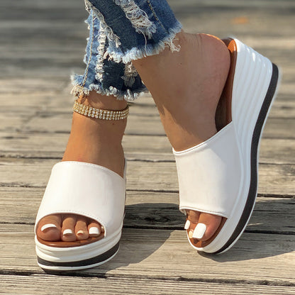 Heleneva | Women’s Orthopedic Platform Slide Wedge Sandals