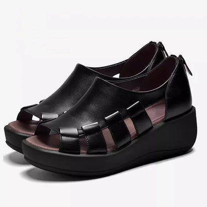 Zamira | Orthopedic Bold Colorblock Leather Wedge Sandals