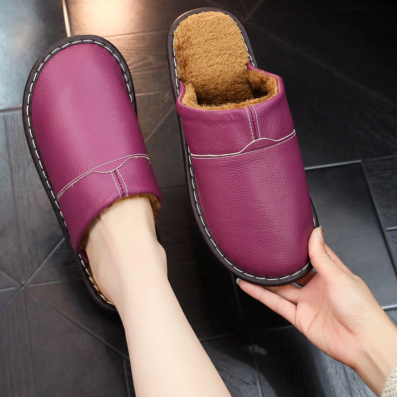 OrthoCare Non-Slip Winter Leather Slippers For Indoor Use