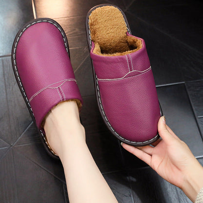 OrthoCare Non-Slip Winter Leather Slippers For Indoor Use