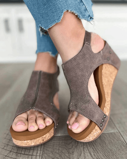 Blake | Orthopedic Open-Toe Wedge Sandals – Zipper Design Comfort