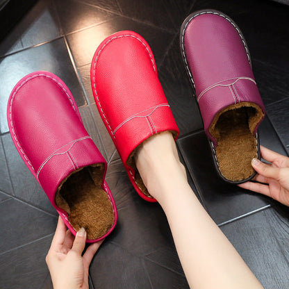 OrthoCare Non-Slip Winter Leather Slippers For Indoor Use
