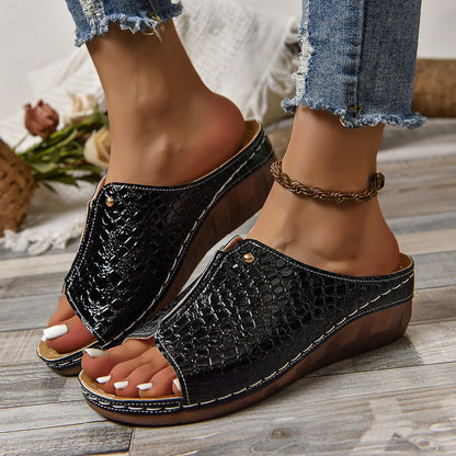 OrthoCare Crocodile Heeled Sandals For A Stylish And Unique Summer