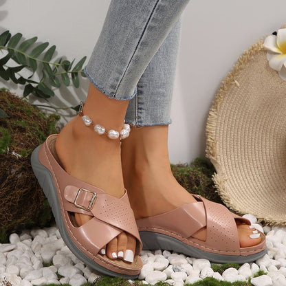 OrthoCare Woven Comfort Wedge Sandals