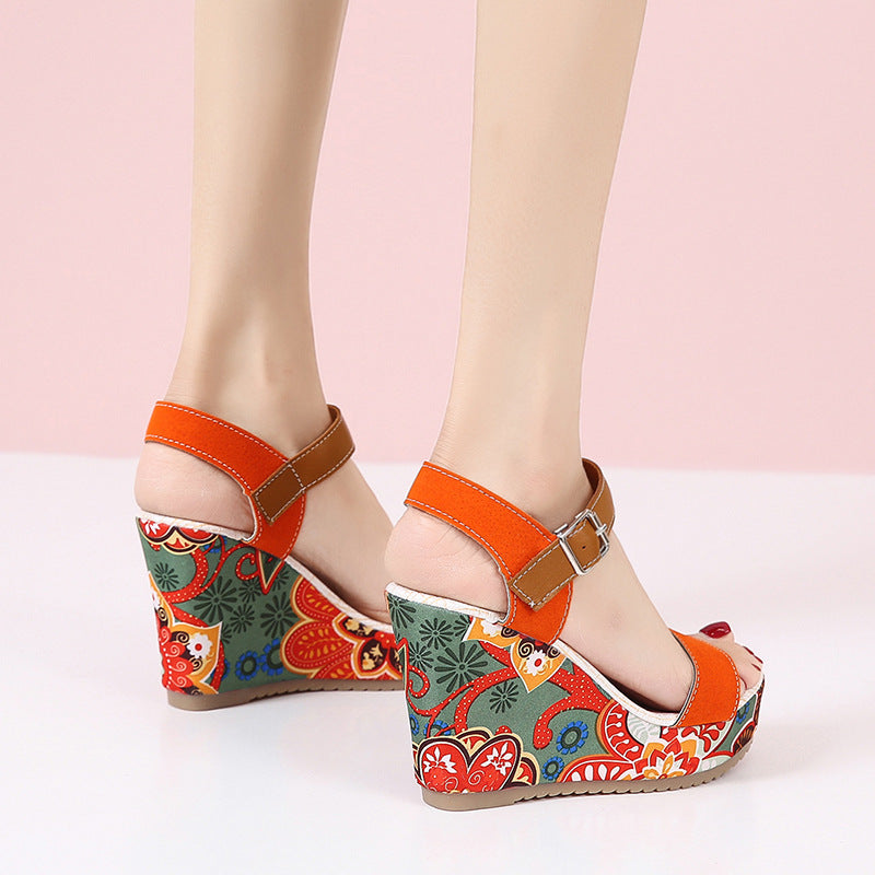 OrthoCare Floral Embroidered High Heel Sandals - Unique Elegance