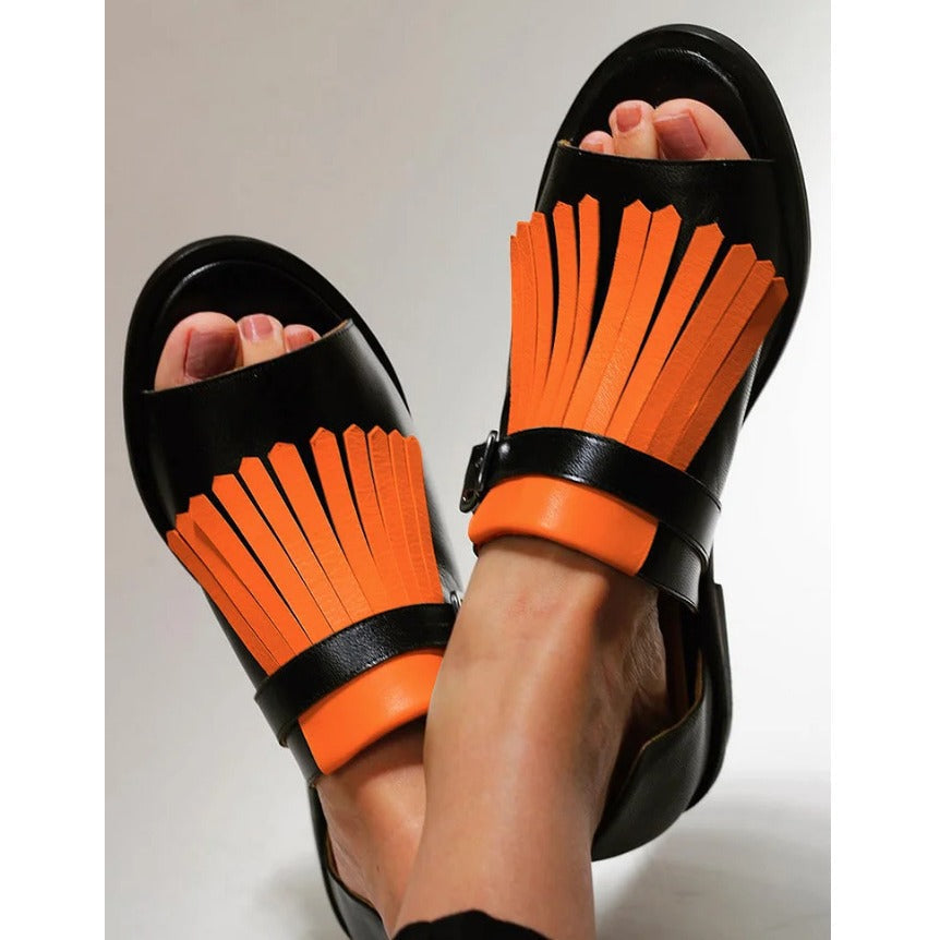 Phaeline | Women’s Orthopedic Fringe Accent Comfort Sandals