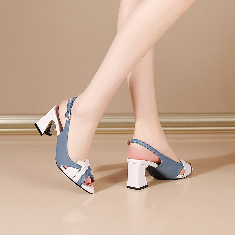 Zoraya | Women’s Orthopedic Colorblock Slingback Block Heel Sandals