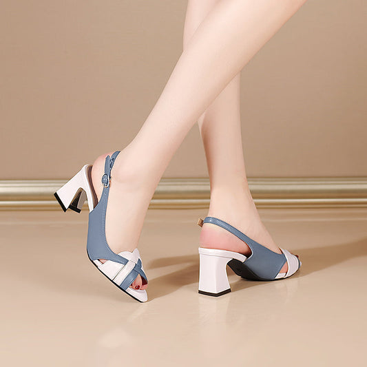 Zoraya | Women’s Orthopedic Colorblock Slingback Block Heel Sandals