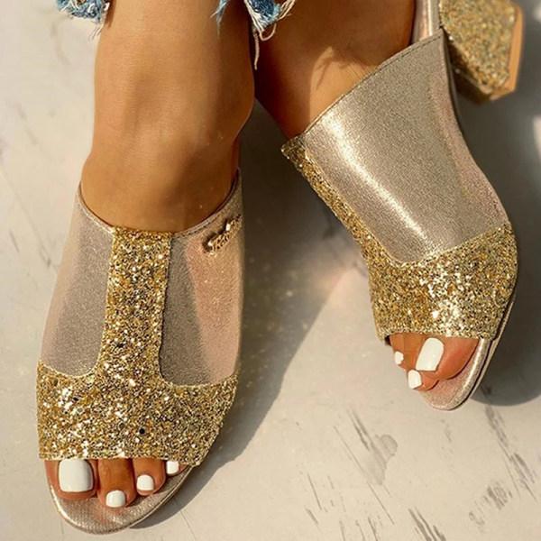Hallie | Orthopedic Women’s Glitter Block Heel Slip-On Sandals